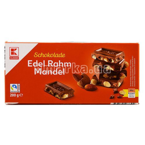 Фото Шоколад K-Classic Edel Rahm Mandel с миндальным орехом, 200 г № 1