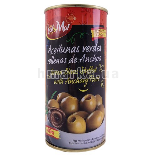 Фото Фаршированные оливки анчоусами, без косточки, 410 г № 1