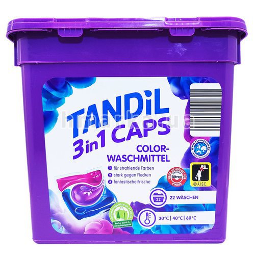 Фото Tandil капсулы для стирки цветных вещей 3 в 1, 22 шт. № 1