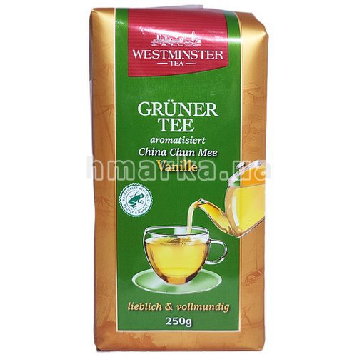 Фото Чай зелёный Westminster Grüner Tea с ароматом ванили, 250 г № 1