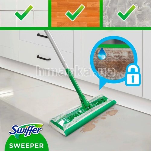 Фото Набір для миття підлоги зі шваброю Swiffer Wet & Dry Kit, 1 швабра+ 8 сухих+ 3 вологих серветок № 7