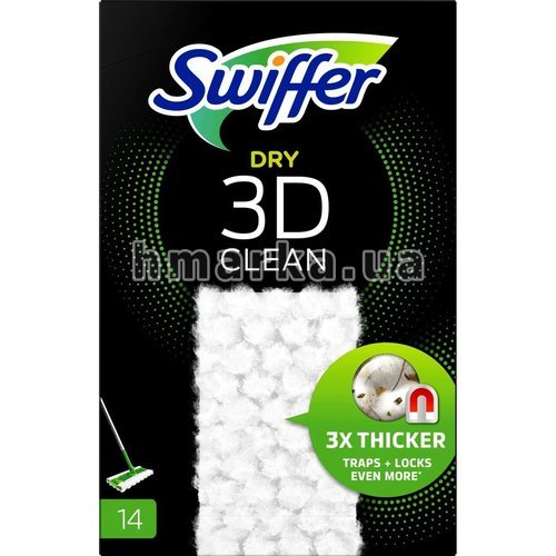 Фото Сухі ганчірки Swiffer Dry 3D Clean, 14 шт № 1