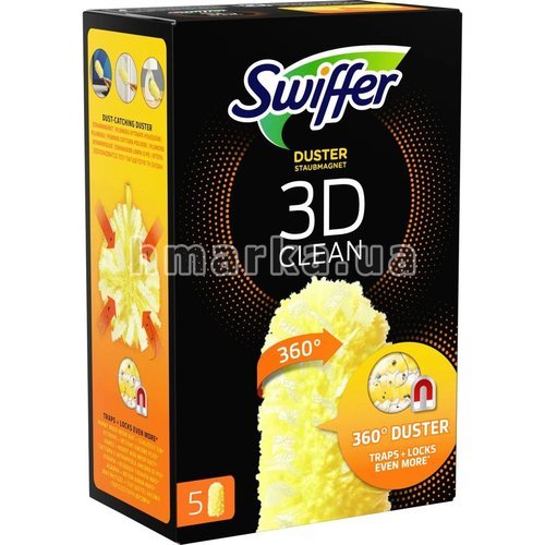 Фото Пір'яні ганчірки Swiffer для пилу Магніт для пилу 3D Clean Refill pack, 5 шт № 2