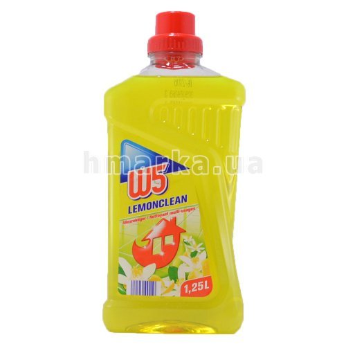 Фото Средство для мытья полов W5 "Лимонная свежесть" универсальное, 1.25 л № 1