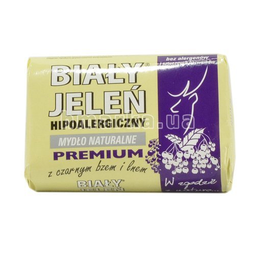 Фото Мыло гипоаллергенное натуральное Bialy Jelen Premium с черной рябиной и льном, 100 г № 1