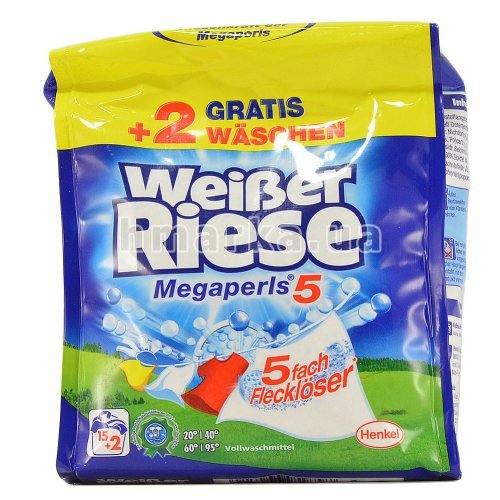 Фото Стиральный порошок Weisser Riese "Megaperls 5" универсальный для белого и цветного белья, 1.147 кг № 1