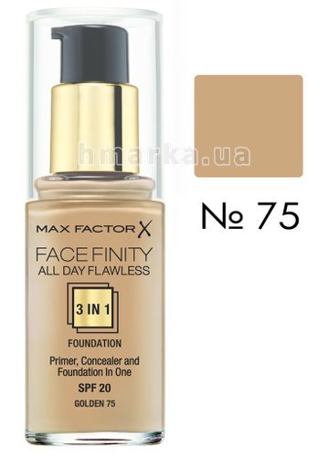 Фото Основа тональна Max Factor FACEFINITY ALL DAY FLAWLESS 3-IN-1 № 75, легка засмага, 30 мл № 1