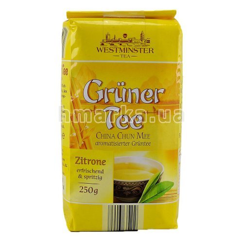 Фото Чай зелений Westminster Grüner Tea з ароматом лимону, 250 г № 2