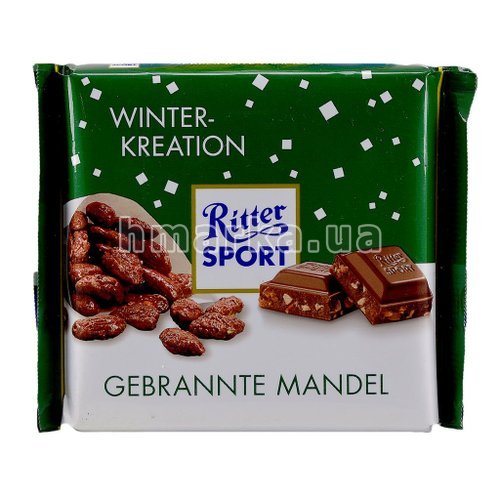 Фото Шоколад молочний Ritter Sport Gebrannte Mandel з подрібненим мигдалем, 100 г № 2