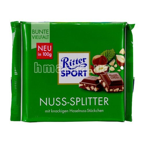 Фото Шоколад молочный Ritter Sport "Nuss-Splitter" с измельченным орехом, 100 г № 1