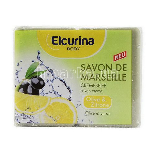 Фото Натуральне німецьке мило Elcurina з оливковою олією і лимоном, 2 шт. по 150 г № 1