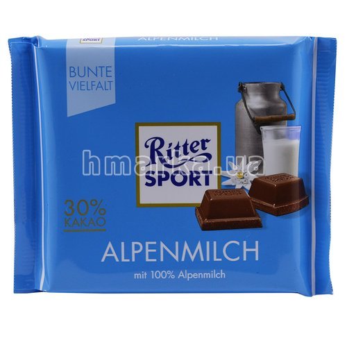 Фото Шоколад молочний Ritter Sport Alpenmilch, 100 г № 1