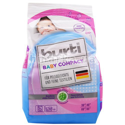 Фото Дитячий пральний порошок Burti "Baby Compact" без фосфатів, 900 г № 1