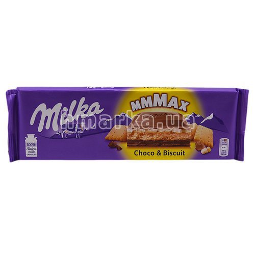 Фото Молочний шоколад Milka Choco and Biscuit, 300 г № 1