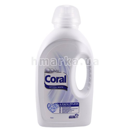 Фото Гель для прання білого одягу Coral Optimal White, 1.375 л № 1