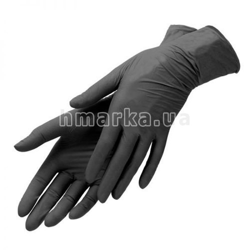 Фото Одноразові чорні нітрилові рукавички - 1 пара № 1