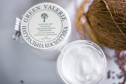 Фото Бальзам для волосся з маслом кокоса та пшеничними протеїнами Green Valerie, 200 мл № 3