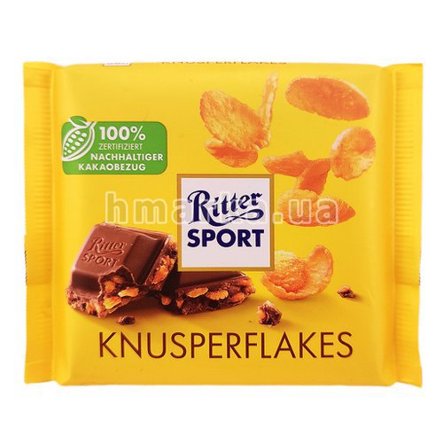 Фото Шоколад Ritter Sport Knusperflakes з хрусткими пластівцями, 100 г № 1