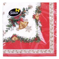 Серветки новорічні Новорічна рамка, 3-шарові Silken 33см*33см, 18 шт