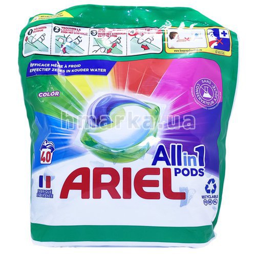 Фото Капсули для прання кольорової білизни Ariel All in Pods, 40 шт. № 1