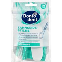 Палочки с зубными нитями Dontodent для чувствительных зубов с футляром, 40 шт
