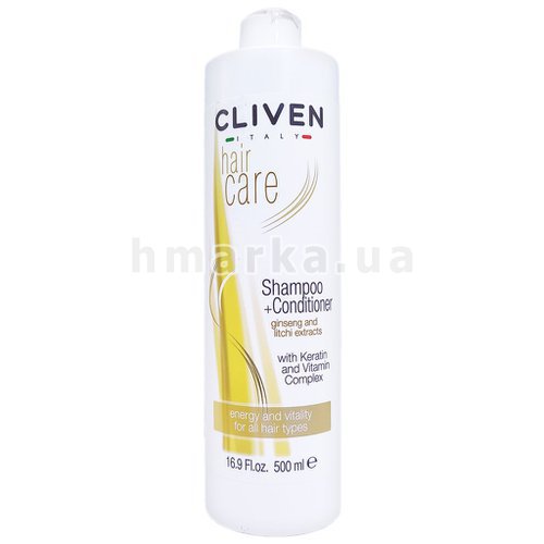 Фото Шампунь + Бальзам Cliven, на кератині з вітамінним комплексом, для всіх типів волосся, 500 мл № 1