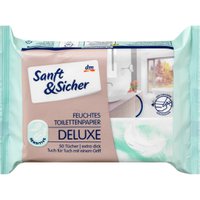 Влажная туалетная бумага Sanft&Sicher Deluxe Sensitive, 50 шт. (БИОРАЗЛАГАЕМЫЙ)