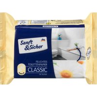 Влажная туалетная бумага Sanft&Sicher Classic с ромашкой, 70 шт. (БИОРАЗЛАГАЕМЫЙ)