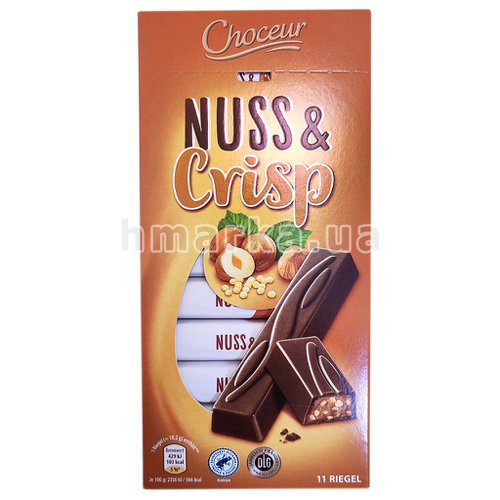 Фото Шоколад Choceur "Nuss & Crisp", 200 г (11 шт. х 18,2 г) № 1