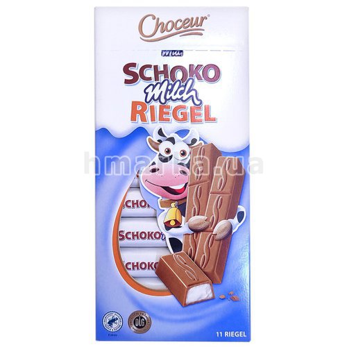 Фото Шоколад молочний Choceur "Schoko Milch Riegel" , 200 г (11 шт. х 18,2 г) № 1