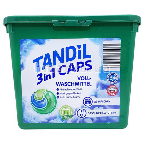 Фото Tandil капсули для прання білих речей 3 в 1 Caps, 22 шт. № 1