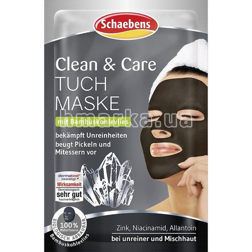 Фото Тканинна маска Schaebens Clean & Care для проблемної та комбінованої шкіри з цинком, ніацинамідом та алантоїном, 1 шт № 1