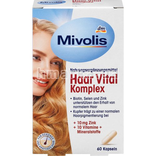 Фото Комплекс вітамінів для гарного волосся Mivolis Vital Hair Complex, 60 капсул (Німеччина) № 1