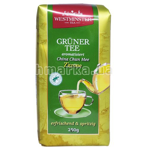 Фото Чай зелёный Westminster Grüner Tea с ароматом лимона, 250 г № 1