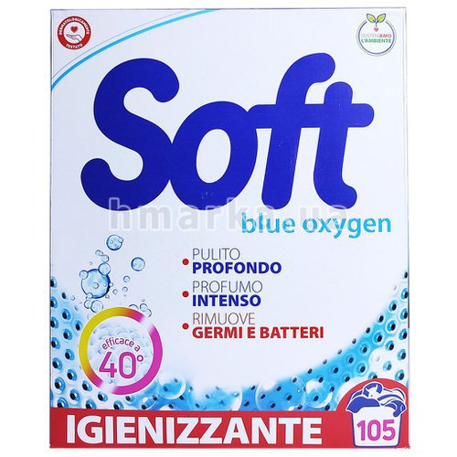 Фото Універсальний пральний порошок Soft Синій кисень, 105 циклів прання, 5.25 кг № 1