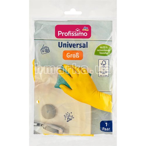 Фото Резиновые перчатки Profissimo универсальные, большой размер, 1 пара № 1