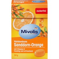 Конфеты Mivolis Облепиховый апельсин с витамином С от кашля, для детей, без сахара, 75 г