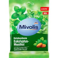 Конфеты Mivolis Ментол-Эвкалипт от кашля, для детей, без сахара, 75 г