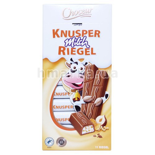 Фото Шоколад молочний Choceur "Knusper Milch Riegel", 200 г (11 шт. х 18,2 г) № 1