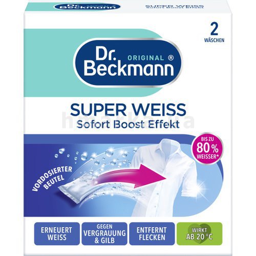 Фото Відбілювач Dr.Beckmann Super Weis Супер Білий, 2 пакетики по 40 г № 1