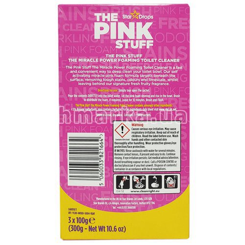 Фото Пенный порошок для очищения туалета The Pink Stuff, 3*100 г № 2