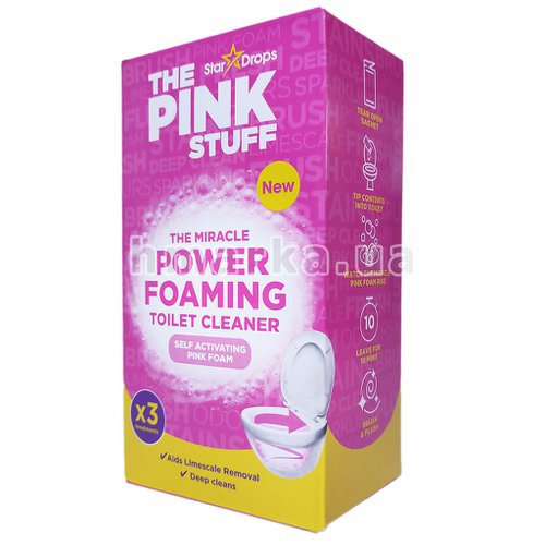 Фото Пенный порошок для очищения туалета The Pink Stuff, 3*100 г № 1