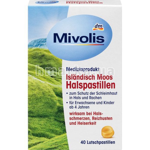 Фото Цукерки для горла з ісландським мохом Mivolis, 40 шт. № 1