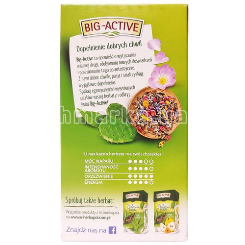 Фото Чай зелёный Big - Active Herbata Zielona с опунцией и розой крупнолистовой, 100 г № 4