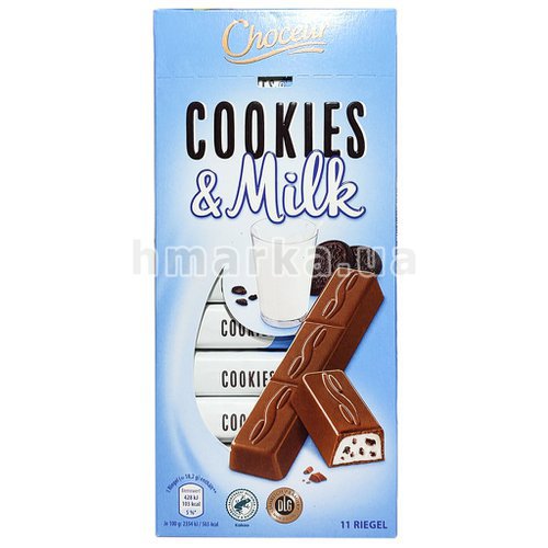 Фото Шоколад молочний Choceur "Cookies & Milk", 200 г (11 шт. х 18,2 г) № 1