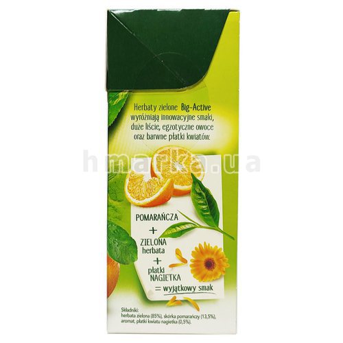 Фото Чай зелений Big - Active Herbata Zielona з апельсином та календулою крупнолистовий, 100 г № 4