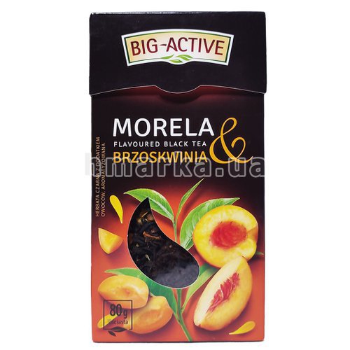 Фото Чай чорний Big - Active Morela з персиком та нагідками, 80 г № 1