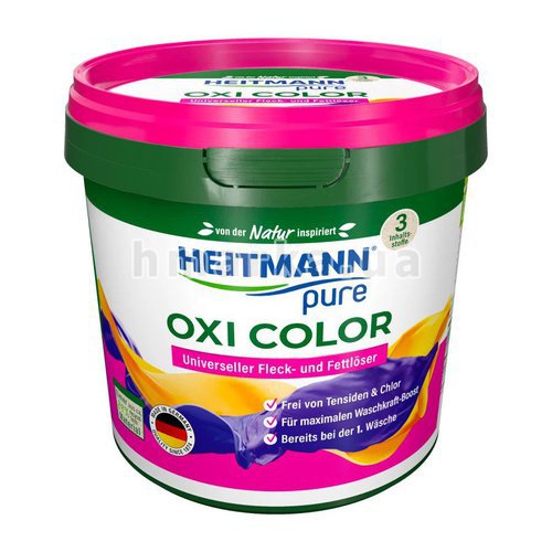 Фото Пятновыводитель HEITMANN Pure Oxi Color для цветного белья, 500 г № 1