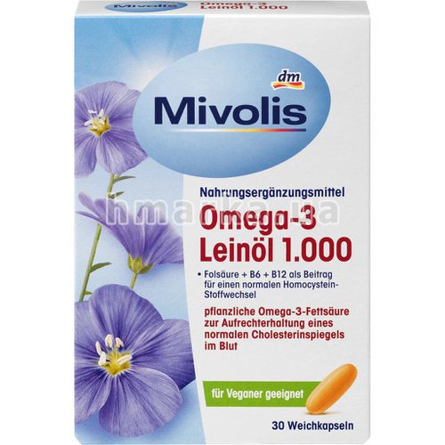 Фото Омега-3 Mivolis льняное масло 1000 мг, 30 капсул № 1