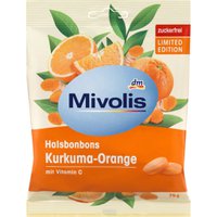 Конфеты для горла Mivolis Куркума и Апельсин, без сахара, 75 г